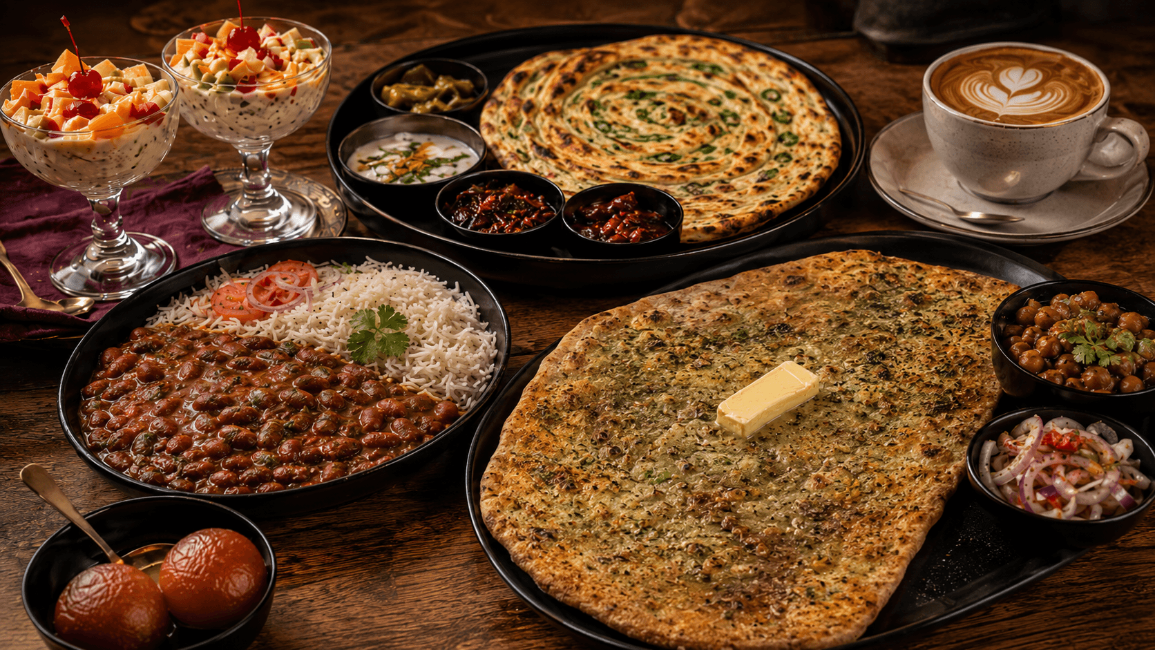 Restaurant hero background showcasing our signature dishes